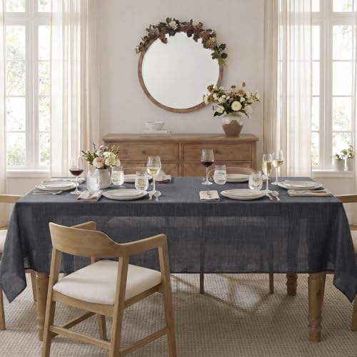 NOVILYS Rectangle Tablecloth with Linen Textured, 60 x 120 Inch, Charcoal - Image 4