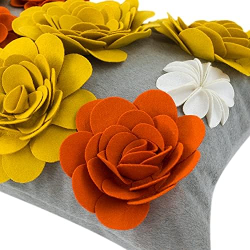 KINGROSE 3D Flower Throw Pillow Cover, Orange Yellow, 12 x 20 Inch - Image 3