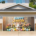 16x7 ft Happy Easter Banner for Two Car Garage - Fits Double Garage Door, Classic Bunny & Eggs with “Happy Easter” Sign Large Backdrop, Spring Festival Yard Decor by THISFIND
