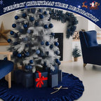 48 Inches Velvet Christmas Tree Skirt Decorations Dark Blue Luxury Xmas Fur Plush Skirts for Merry Christmas Party Rustic Vintage Holiday Home Winter - Image 5