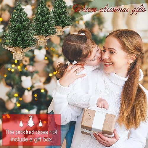 Yinder Tabletop 12 Pcs Mini Christmas Tree 7.87 Inch Artificial Mini Xmas Miniature Pine Christmas Tree with Linen Base for Xmas Holiday Decorations Indoor Home Kitchen Dining Table - Image 6