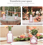 Glass Bud Vases Set of 16 - Pink Assorted Small Mini Glass Vases for Flowers, Crystal Vintage Vase Set, Bulk Centerpieces for Table Décor, Wedding, Home and Events (Pink, 16 Pcs) - Image 3