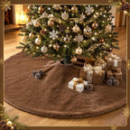 Viorawhite Dark Brown Christmas Tree Skirt, 60 Inch Large Faux Fur - Image 5