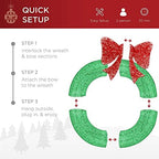Best Choice Products 48in Pre-Lit Outdoor Christmas Wreath Decoration, LED Metal Holiday Decor for Home w/ 140 Lights, Bow - Green/Red - Image 4