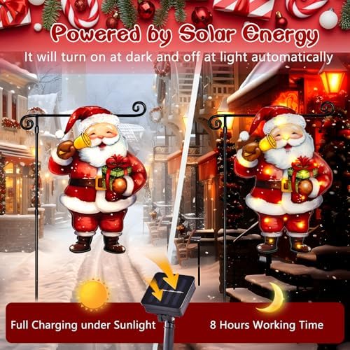 28x40 Solar Christmas Santa Garden Flag, Outdoor Decor - Image 4