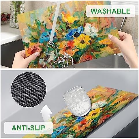 Spring Floral Placemats Set of 4 - Faux Leather Heat Resistant Placemats for Dinner Table, Non-Slip Waterproof Oil-Proof Washable Reusable Placemat for Indoor Outdoor Kitchen, 15.75In*11.81In - Image 6