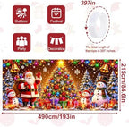 7x16FT Christmas Tree Snowman Garage Door Cover Decorations Merry Christmas Garage Door Banner for Outdoor Indoor Christmas Decorations Party Photography Backdrop - Image 2