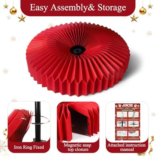 Honeycomb Christmas Tree Collar Red Foldable Paper Base Cover Decoration - Image 2