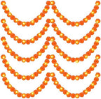 Karenhi 10 Pcs 50 Feet Diwali Marigold Garland with LED Light, Indian Artificial Marigold Flower Garland for Wedding Backdrop Christmas Mantel Dia de Los Muertos Festival Event Decor(Dark Orange) - Image 6