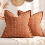 ZWJD Pillow Covers 24x24 Set of 2 Soft Fall Decor Polyester Textured Pillow Covers with Stylish Flange Edge Cozy Farmhouse Throw Pillows for Couch Bed Sofa Living Room by ZWJD