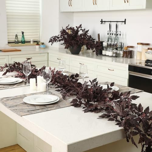 1 Pcs Plum Cimicifuga Seeded Garland, Fall Leaf Mantle Decor, 9 ft - Image 5