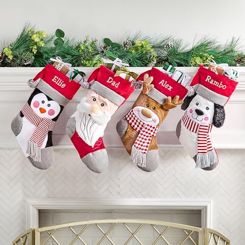 Let's Make Memories Personalized Christmas Stocking - Stockings for Family - Embroidered Name - Custom Christmas Decor - 8”x19” - Plush Friends - Dog - Image 3