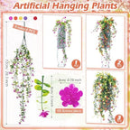 Hotop 6 Pcs Artificial Hanging Plants Ivy Vine with Flowers, Mixed Colors - Image 2