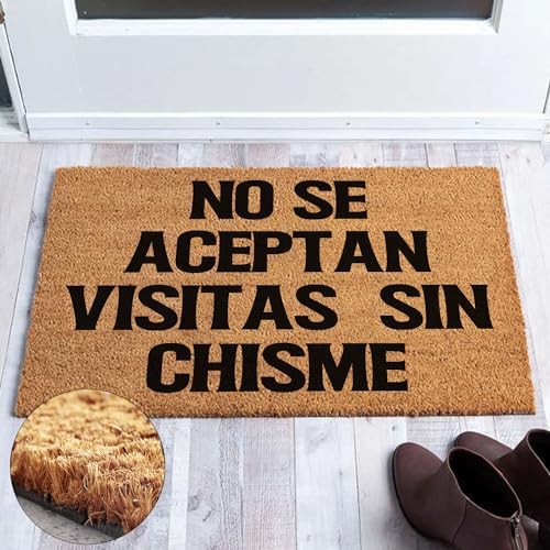 Funny Coir Doormat No Se Aceptan Visitas Sin Chisme Welcome Front Porch Decor for The Entrance Way Personalized Rugs With Heavy-Duty PVC Backing Non Slip Outdoor 23.6 x 15.7 Inch - Image 4
