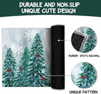 Winter Kitchen Rugs and Mats for Floor Set of 2,Merry Christmas Pine Trees Snowy Forest Red Cardinal Birds Xmas Holiday Sink Mat Non Skid Washable for Home Farmhouse Decor 17"x48"+17"x30" - Image 7
