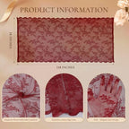 Burgundy Lace Table Runner with Floral Embroidered (3pcs, 28”x118”) - Image 5
