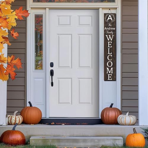 FemiaD Welcome Sign for Front Door Personalized Porch Signs Custom Family Name Sign Vertical Wooden Porch Signs for Outdoor Farmhouse Front Door - Image 5
