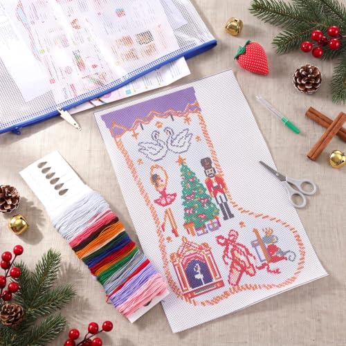 Janinka 24 Pcs Christmas Stocking Nutcracker 18 Mesh Needlepoint Canvas Kit - Image 3