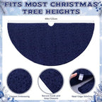 Skylety 48'' Christmas Tree Skirt Rug Embossing Xmas Tree Skirt, Navy - Image 2