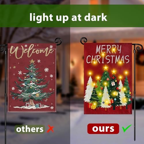 Lighted Christmas Garden Flag for Outside, Xmas Tree (Pine Forest, 28x40 Inch) - Image 3