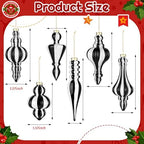 Soaoo 6 Pcs 6.3 in Black and White Mercury Glass Finial Christmas Ornaments - Image 2