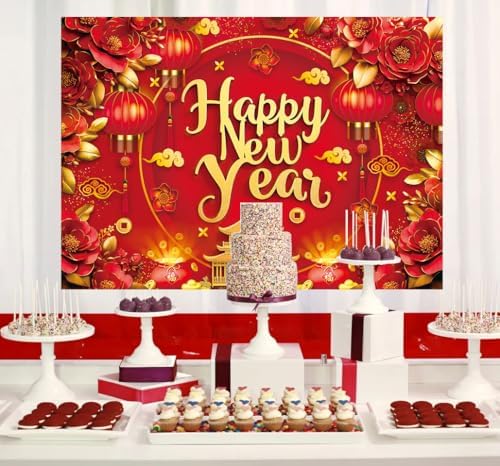 Chinese New Year 2027 Backdrop 10x8FT Red Lantern Traditional Happy Lunar New Year Photography Background Chinese Spring Festival Party Decorations Supplies Photo Props - Image 3