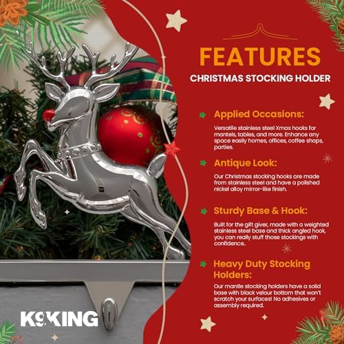 Set of 4 Santa Sleigh Christmas Stocking Holders, Christmas Decorations - Image 4