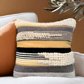Handwoven Boho Throw Pillow Cover 18x18 Pillows for Sofa, Bed and Couch Decorative Knitted Pillow with Tufted Accents Cotton/Wool Home Decor, Limited Edition (1 Piece) by CocoMarketplace