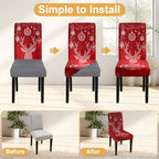 Merry Christmas Chair Covers Set of 6,Stretchable Kitchen Dining Room Chair Covers Decorations Removable Washable Dining Chair Slipcovers Chair Protectors for Dining Room & Kitchen - Image 3