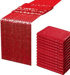 Red Sequin Table Runner 12 Pack 12''x108 Glitter Table Runner by WISPET