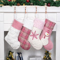 GEXWORLDWIDE GEX Pink Plush Christmas Stockings for Family 20" Large Pink Plaid Xmas Stockings Classic Fireplace Decorations Hanging Ornament (4 Pack) by GEXWorldwide