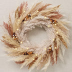 DecorbyHannah 24'' Neutral Fall Pampas Wreath with Lights for Front Door by DecorbyHannah