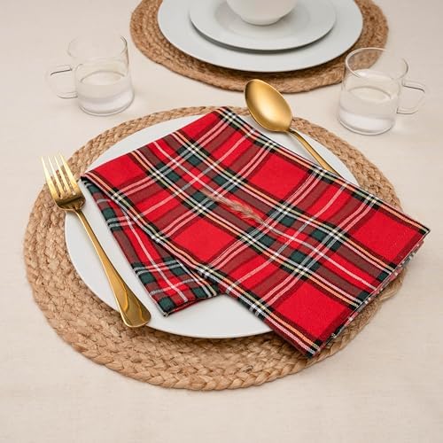Blue Needles Christmas Buffalo Plaid Cloth Napkins Cotton Set of 12 18"x18" - Image 5