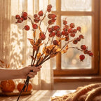 Wavwavw 6 Pcs Artificial Fall Rose Hip Stem 21" Faux Dried Berry Branch by Wavwavw