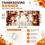 Thanksgiving Garage Door Banner 157.5x70.9in Autumn Pumpkin Vine Backdrop 2D Printed Farmhouse Fall Outdoor Garage Cover with Rope 10 Grommets for Home Yard Decor - Image 4