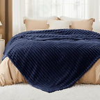 Bedsure Soft King Size Blankets for Bed Navy Blue 108"x90" - Image 3