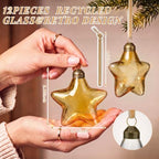 Xuhal 12 Pcs Christmas Glass Star Decor, Vintage Hanging Ornament, Gold - Image 4