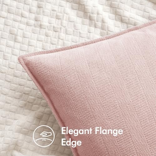 MIULEE Pack of 2 Pink Decorative Chenille Pillow Covers 20x20 Inch - Image 2