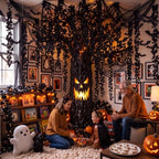 Yinder 47 Pcs Halloween Tree Decorations Set for Classroom Room Include Artificial Maple Vines Paper Bats Black Mesh with Kraft Paper Tape for Halloween Classroom Home Room Party Indoor Outdoor Decor - Image 7