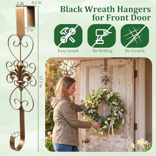 2 Pcs Halloween Wreath Hangers for Front Door, 15.5 in, Bronze - Image 5