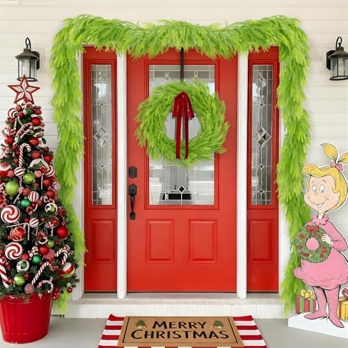 N&T NIETING 9FT Christmas Garland Norfolk Pine Garland Real Touch Artificial Christmas Lime Green Xmas Garland for Mantle,Table Holiday Fireplace Staircase Indoor Outdoor Christmas Decorations - Image 5
