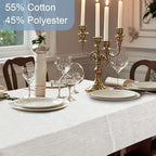 Wedding Tablecloths, 1PC Washable Table Cover for Rectangle Tables 60"x102" (8-10 Seat) - Cotton Polyester | Reusable | Wrinkle/Fade Resistant, White Table Cloth for Party & Banquet, Bow Jacquard - Image 4