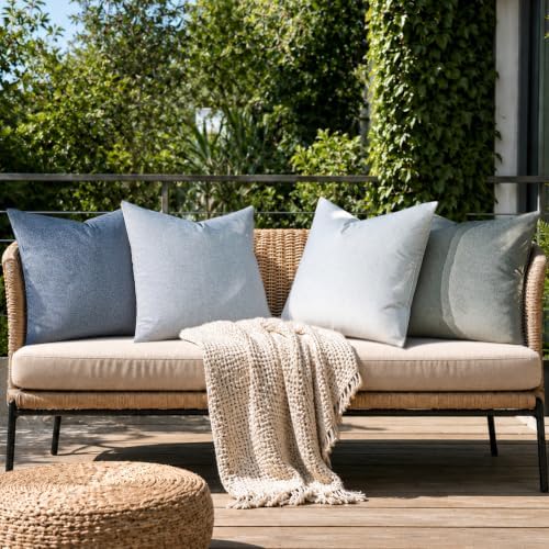 a moment Waterproof Throw Pillow Covers Set of 4,22x22 Inch Outdoor Stain Resistant Pet Friendly Pillowcases Cushion Covers for Patio Sofa and Living Room,Coastal Mist - Image 7