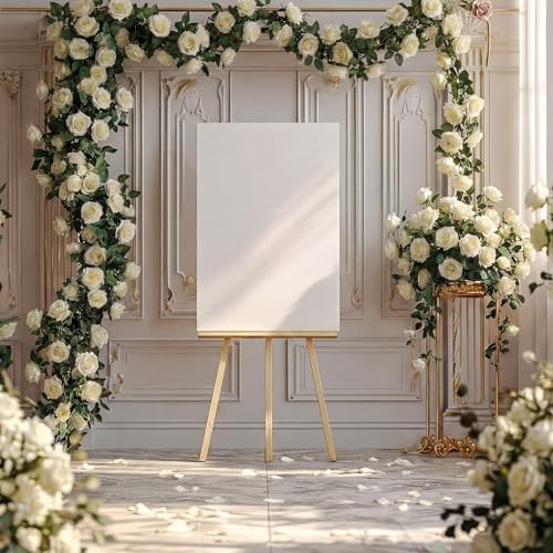Suncalla 8 Pack 6.56ft Artificial Rose Flower Garland Silk Flocked White Rose Garland Faux Eucalyptus Peony Flower Vine for Wedding Party Table Centerpiece Arch Background Decoration(Eucalyptus) - Image 5