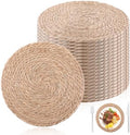 Round Woven Placemats Set of 20, 12" Brown Round Rattan Placemats Natural Water Hyacinth Place mats Farmhouse Boho Braided Placemat for Dining Table, Home, Wedding, Heat Resistant/Anti-Slip by Unknown