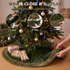 Skylety 48" Velvet Christmas Tree Skirt with Faux Fur Trim,Dark Green - Image 5