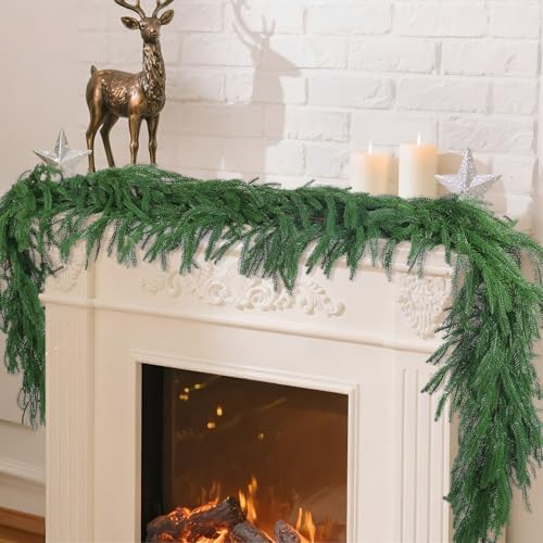 Rowfad 9Ft Norfolk Pine Garland for Mantle Christmas Decorations, 2 Set - Image 7