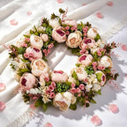 Front Door Wreath, 22 Inch Summer Fall Wreath Handmade Peony Rose Door - Image 2