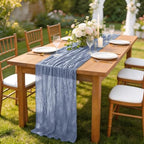 DeZerlor Dusty Blue Cheesecloth Table Runners 12 Pack Summer Boho Runners - Image 3