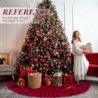 60 Inches Velvet Christmas Tree Skirt Decorations Red Luxury Xmas Fur Plush Skirts for Merry Christmas Party Rustic Vintage Holiday Home Winter - Image 4